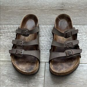 Birkenstock Dark Brown Triple Strap Sandals